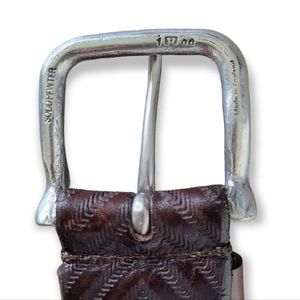 John Varvatos Brown Studded Western Leather Belt